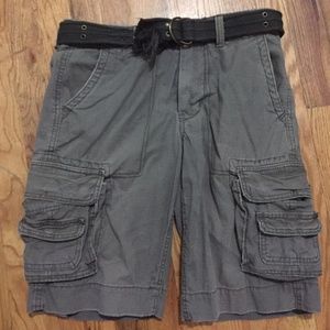 Cape Juby Mens Army Green Belt Jean Shorts S